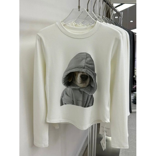 廣州十三行爆款撿漏~卡通狗狗磨毛保暖長袖T恤打底衫小個子上衣女