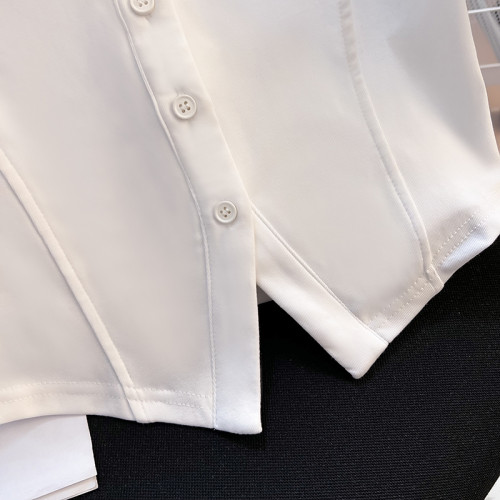 大牌買手店！辣妹Polo領短袖襯衫女夏季新款設計感時尚修身短上衣