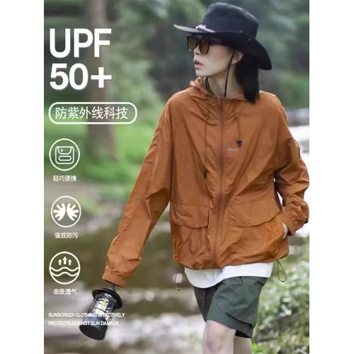 連帽防曬衣女春夏新款透氣防紫外線大碼工裝外套戶外沖鋒衣防曬服