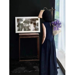 專櫃撤櫃2026夏季新款復古赫本風高級收腰顯身材藏藍色無袖連衣裙