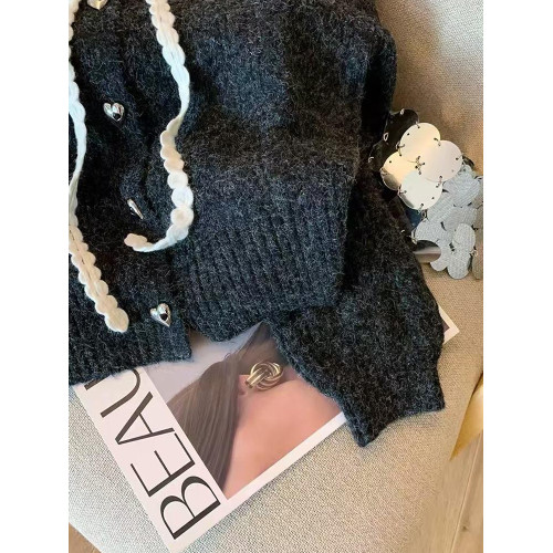 南油高級大牌女娃娃領學院風毛衣開衫甜美奶fufu針織外套上衣