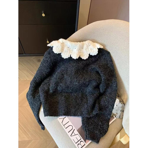 南油高級大牌女娃娃領學院風毛衣開衫甜美奶fufu針織外套上衣