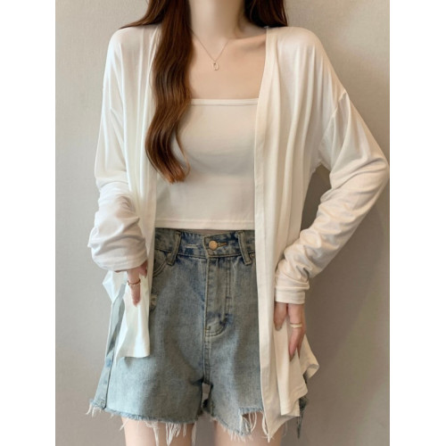 薄款莫代爾白色防曬開衫外套女2025夏新款大碼胖mm中長款外搭上衣