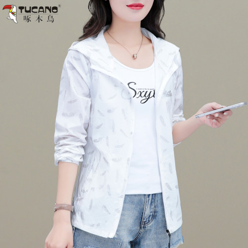 啄木鳥防曬服女夏季2025新款薄時尚防曬衣戶外騎車防紫外線皮膚衣