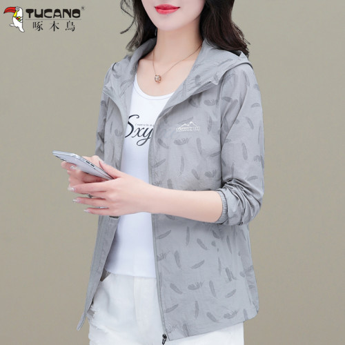 啄木鳥防曬服女夏季2025新款薄時尚防曬衣戶外騎車防紫外線皮膚衣