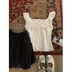 白色蕾絲花邊小飛袖襯衫女夏季2025新款甜美無袖小吊帶背心上衣