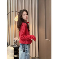 歐貨紅色連帽防曬衣女2026夏季新款寬鬆顯瘦減齡休閒百搭短款外套