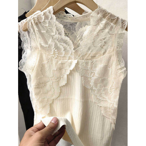 歐貨女裝剪標撤櫃時尚蕾絲拼接西裝內搭背心性感別致吊帶上衣