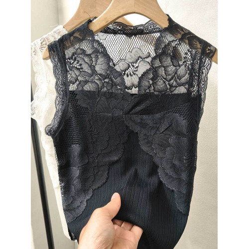 歐貨女裝剪標撤櫃時尚蕾絲拼接西裝內搭背心性感別致吊帶上衣