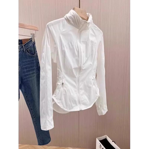 夏季新款氣質防曬衣薄款修身立領隱藏連帽修身顯瘦外套運動上衣女