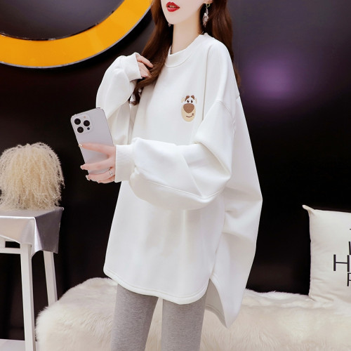 慵懶風設計感加絨加厚衛衣女2024秋冬新款大碼女裝設計感紅色上衣