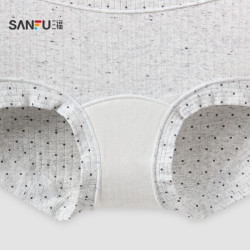 三福【2條裝】舒適中腰內褲女款甜美印花加長抗菌底襠平角褲女士