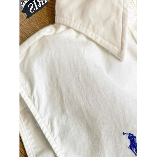 極簡主義 復古polo領寬鬆無袖背心短上衣顯瘦刺綉襯衫女