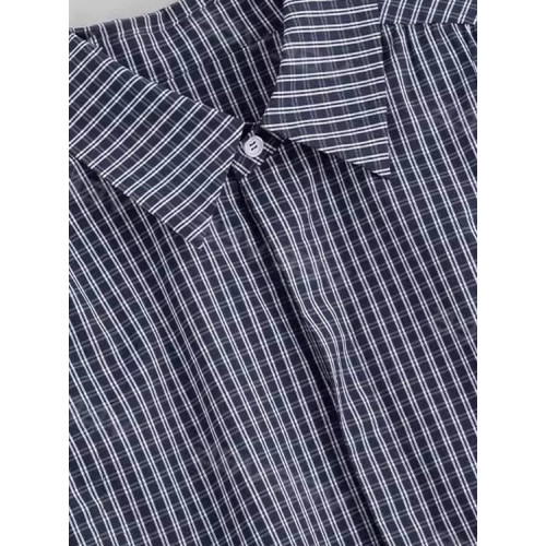 藍色格子無袖襯衫女春裝內搭曡穿神器POLO襯衣帶領子坎肩馬甲背心