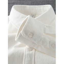 日系斜紋白色襯衫寬鬆襯衣2025春秋季簡約百搭外套純棉長袖新中式