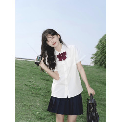 白襯衫女秋季長袖學院風大碼小個子內搭中學生打底寬鬆jk上衣襯衣