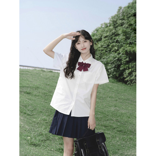 白襯衫女秋季長袖學院風大碼小個子內搭中學生打底寬鬆jk上衣襯衣