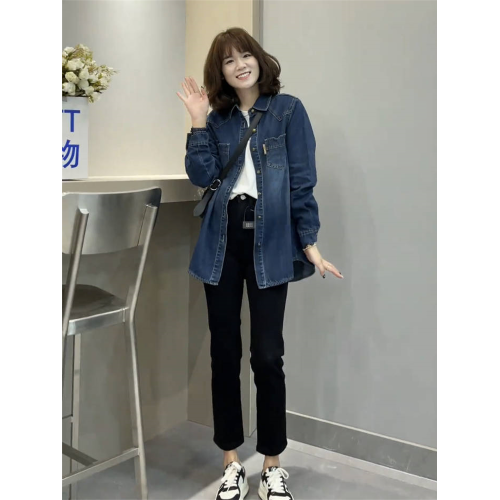 爆款時尚牛仔襯衫外套女裝2026春季新款寬鬆曡穿上衣休閒開衫襯衣