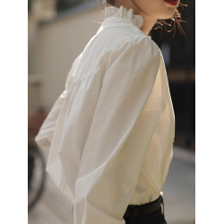 法式白色花邊領襯衫女款2026新款爆款內搭襯衣長袖上衣設計感小衆