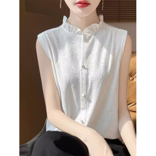 高級感吊帶背心內搭女花邊領無袖襯衫針織西裝打底衫精仿羊毛上衣