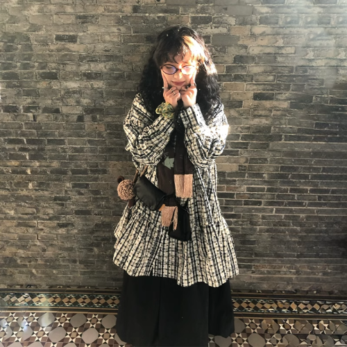 文藝復古碎花格子單排釦襯衫連衣裙曡穿內搭長款上衣女2025年春季