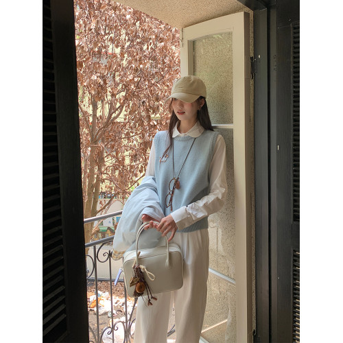 cozydays娃娃領白色長袖襯衫女春秋2026新款收腰內搭上衣小衆襯衣