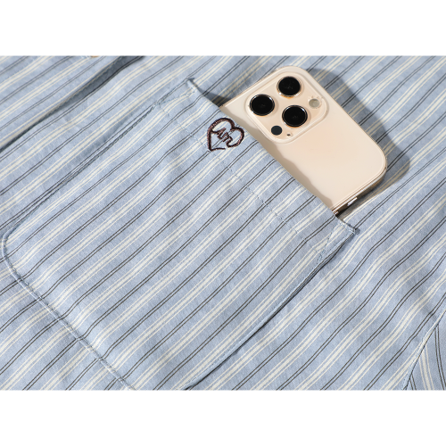 XinmonLee韓系秋冬復古條紋襯衣外套氣質寬鬆慵懶風別致絨面襯衫