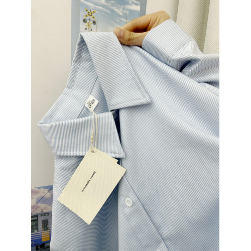 藍色條紋襯衫女春秋2025新款設計感小衆打底襯衣內搭曡穿長袖上衣