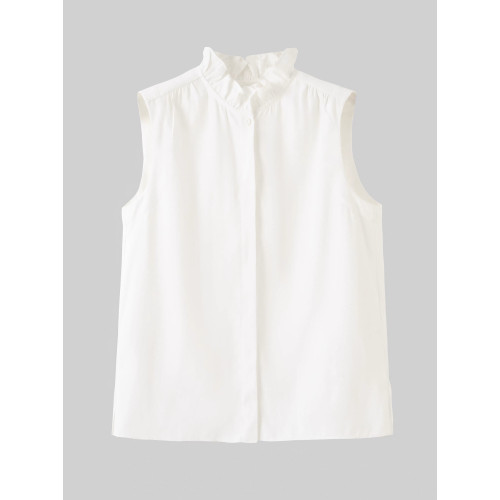 大洪官方嚴選店曡穿神器內搭荷葉領無袖襯衫小背心蕾絲百搭打底衫