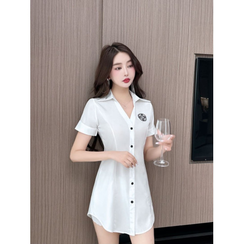 新款足浴店工作服柔式按摩spa養生沐足桑拿連衣裙夜場性感白襯衫