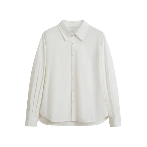 字母刺綉白色長袖襯衫女春秋新款小個子設計感寬鬆休閒襯衣外套潮