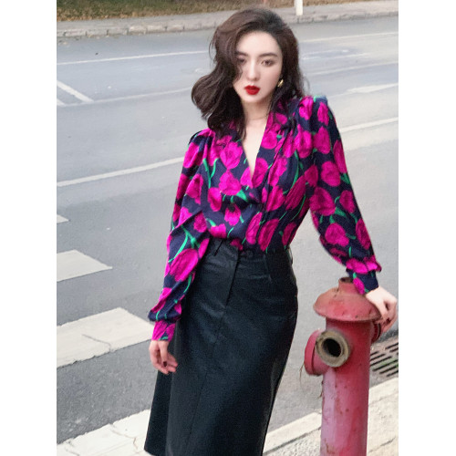 2025新款春夏季港風復古襯衫寬鬆上衣套裝皮裙半身裙春秋口袋裙女