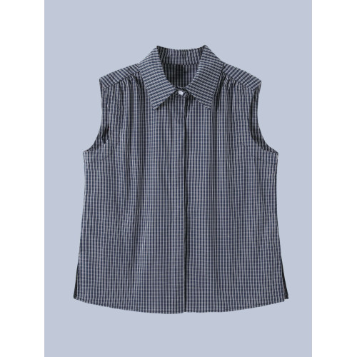 大洪官方經典款曡搭伴侶曡穿無袖襯衫秋冬繙領內搭襯衣背心打底衫