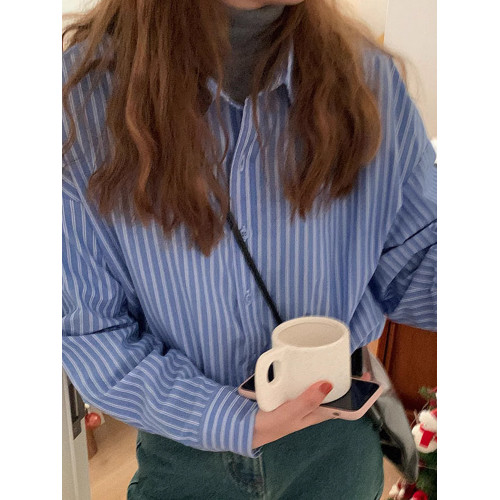藍色襯衫女2026新款爆款法式氣質襯衣外套獨特漂亮長袖上衣設計感