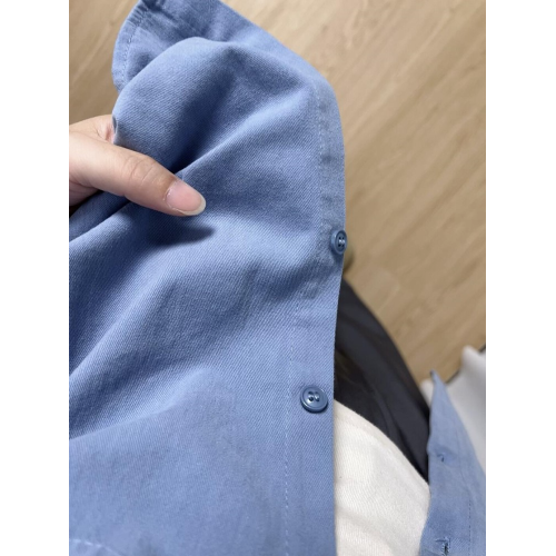 100%棉藍色純棉襯衫女小清新寬鬆百搭顯瘦通勤小個子襯衣外套上衣
