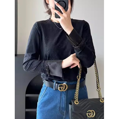 【浮雕提花】新中式圓領長袖打底衫2026秋季新款國風襯衫T恤上衣