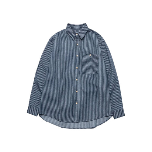 港式復古藍色條紋襯衫女裝秋季2026新款寬鬆休閒早秋薄款外套上衣