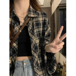 復古格子襯衫女夏季2025年新款襯衣設計感薄款外搭防曬上衣外套女