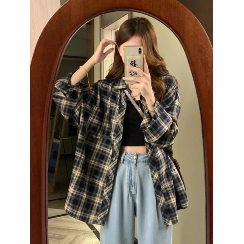 復古格子襯衫女夏季2025年新款襯衣設計感薄款外搭防曬上衣外套女