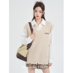 羋小可學院風白色襯衫女早秋穿搭襯衣內搭打底小個子長袖襯衣上衣