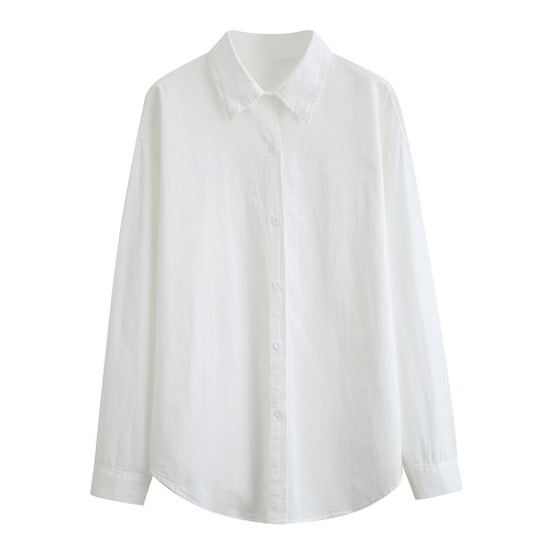 羋小可學院風白色襯衫女早秋穿搭襯衣內搭打底小個子長袖襯衣上衣