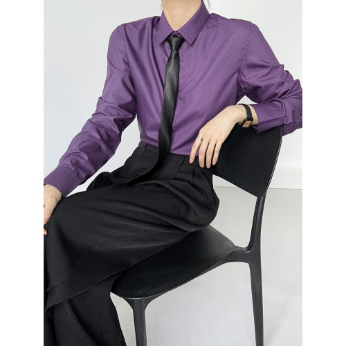ASAE 紫色襯衫高級感雅痞中性風帥氣男女秋季新款長袖襯衣
