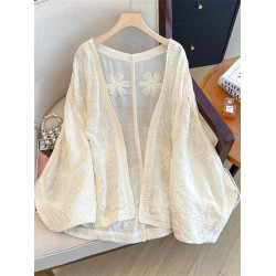 薄款刺綉防曬衣開衫2025新款夏大碼胖mm高級感配裙子外搭披肩上衣