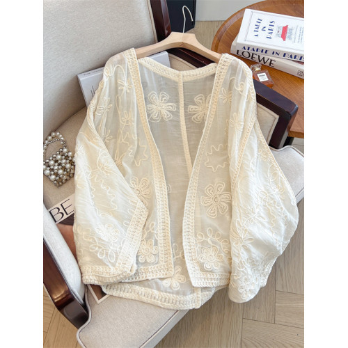 薄款刺綉防曬衣開衫2025新款夏大碼胖mm高級感配裙子外搭披肩上衣