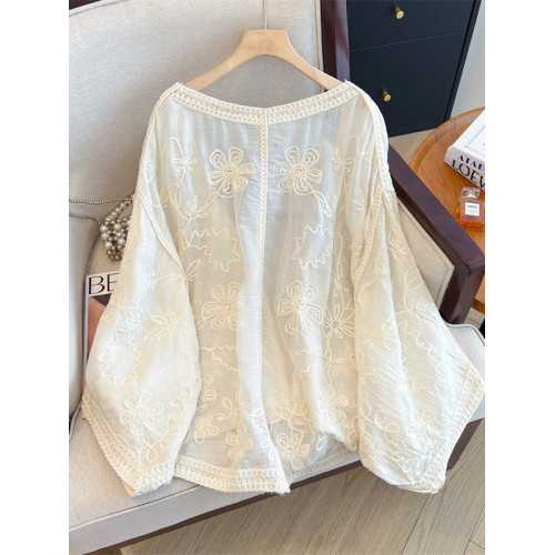 薄款刺綉防曬衣開衫2025新款夏大碼胖mm高級感配裙子外搭披肩上衣