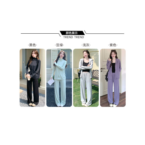 2026超火夏裝一整套防曬套裝女2026新款減齡長袖外套寬鬆濶腿褲子