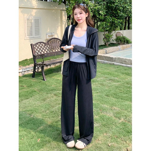 2026超火夏裝一整套防曬套裝女2026新款減齡長袖外套寬鬆濶腿褲子