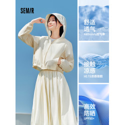 防曬外套|森馬外套女短款寬鬆拼接網眼2025新款夏季涼感拼色夾克