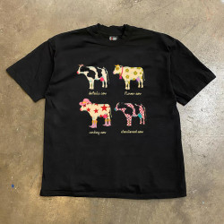 IGEUMM 260g重磅美式復古小衆卡通奶牛寬鬆防曬純棉短袖T恤男女款