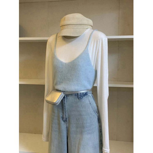 baby藍色羊毛針織吊帶毛衣女2025秋季新款小衆設計感軟糯曡穿馬甲